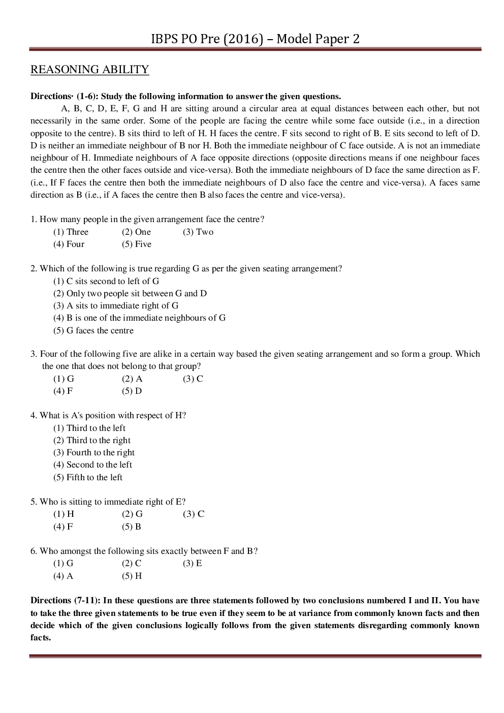 IBPS PO Pre Model Paper With Answer Paper-2 2016 - Page 2