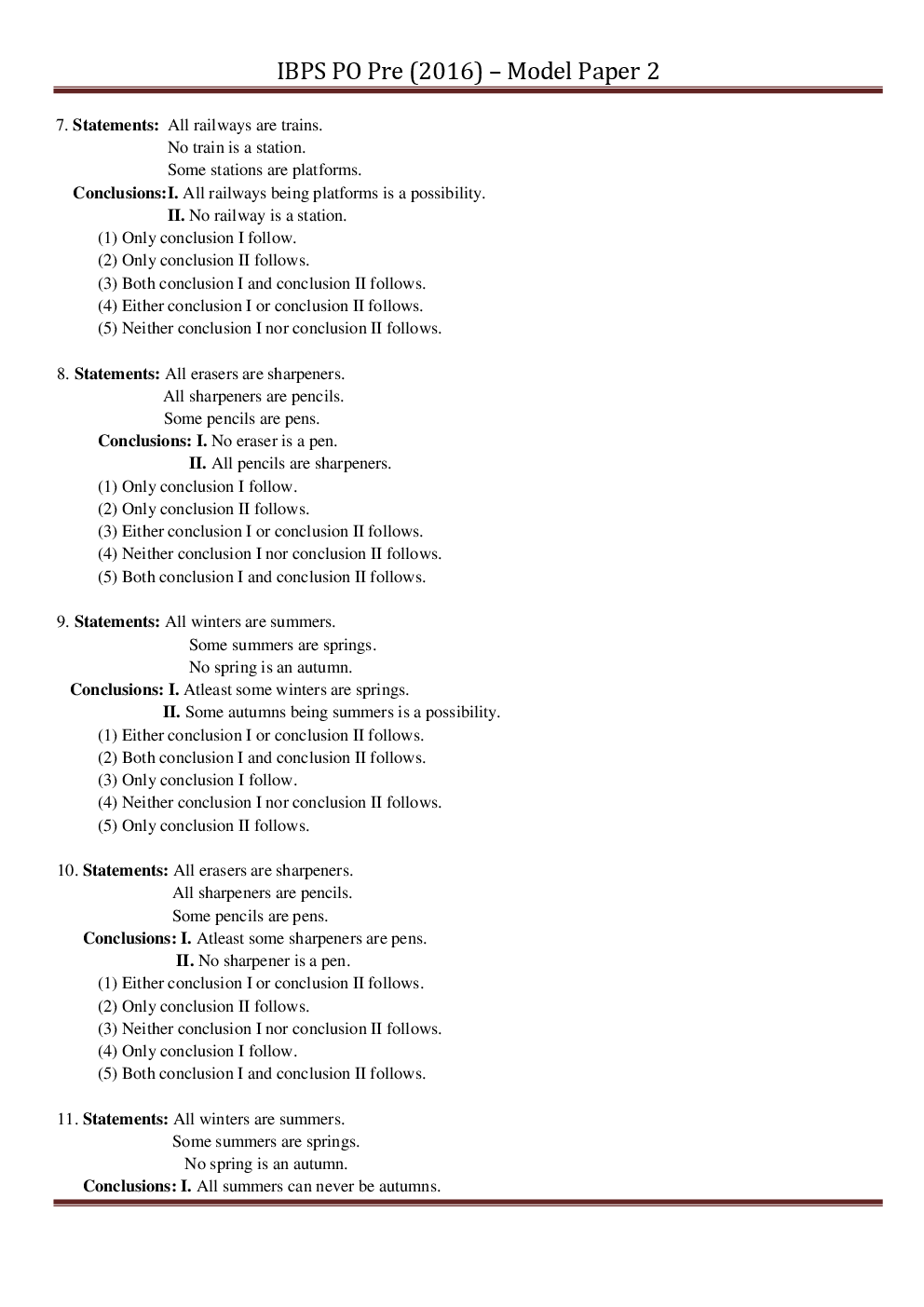 IBPS PO Pre Model Paper With Answer Paper-2 2016 - Page 3