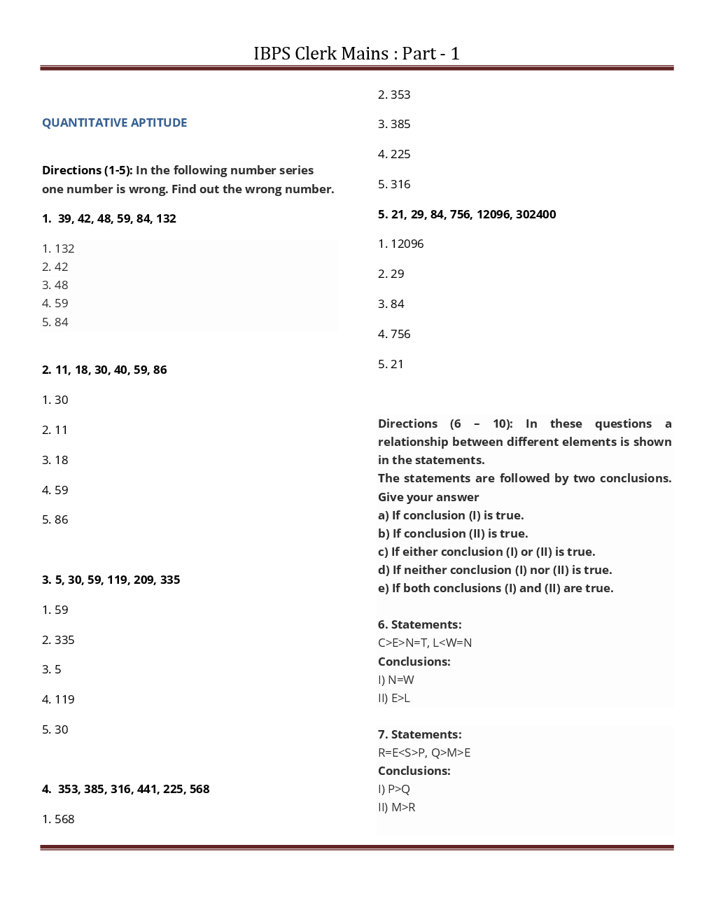 IBPS Clerk Mains Previous Year Paper With Answer Part-1 - Page 2