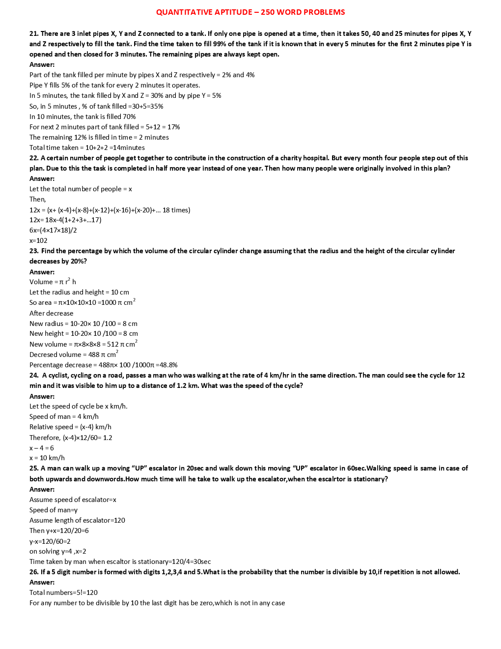 MCQs Quantitative Aptitude (250 Word Problems) With Solutions For LIC Exam - Page 5