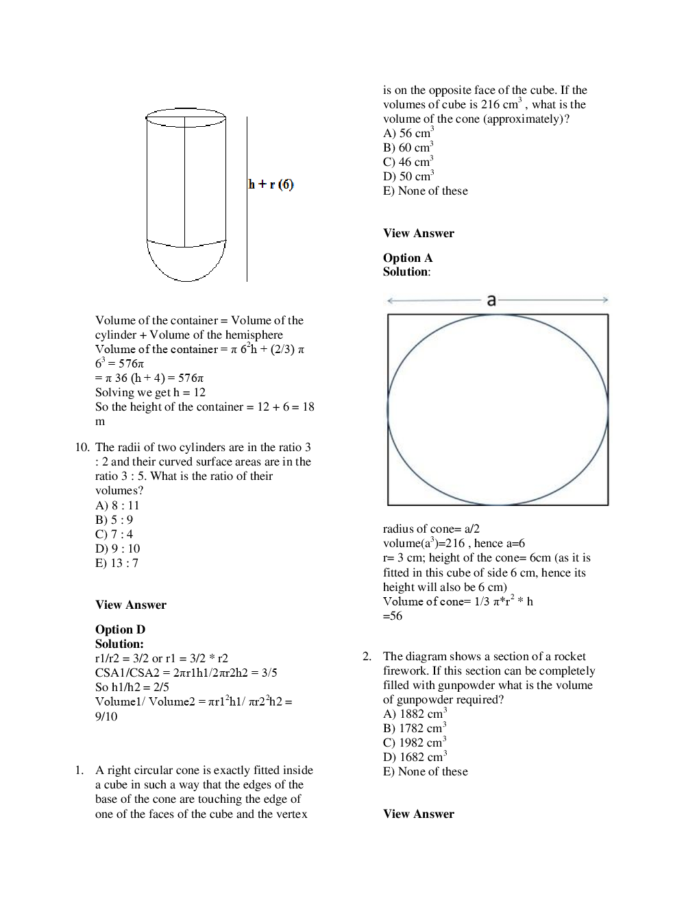 MCQs Quantitative Aptitude (Mensuration) With Solutions For LIC Exam - Page 5