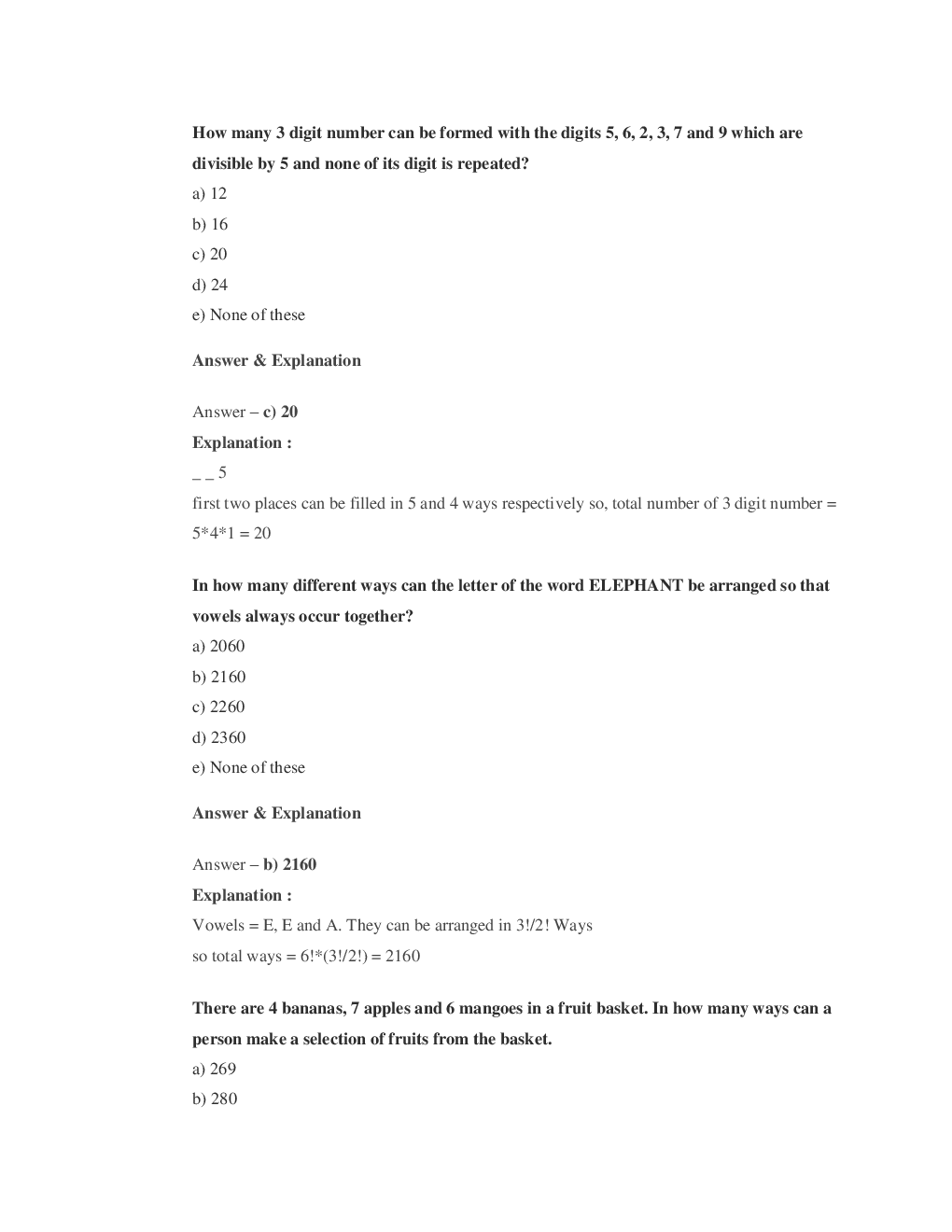 MCQs Quantitative Aptitude (Permutation Combination) With Solutions For LIC Exam - Page 3