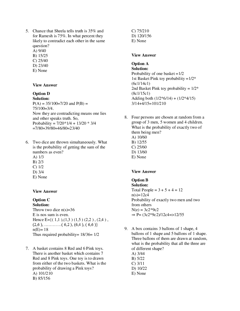 MCQs Quantitative Aptitude (Probability) With Solutions For LIC Exam - Page 4