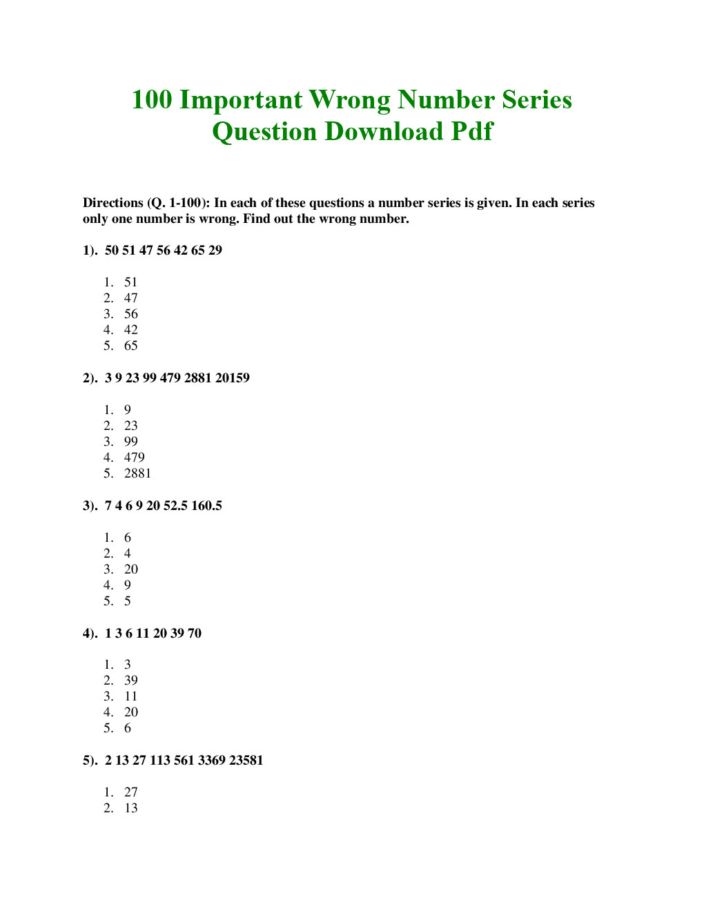 MCQs Quantitative Aptitude (Wrong Number Series) With Solutions For LIC Exam - Page 3