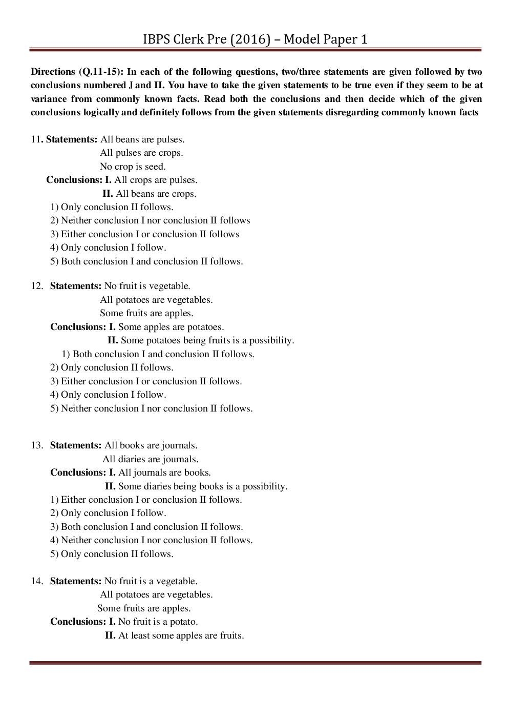 IBPS Clerk Pre Model Paper With Answer Paper-1 2016 - Page 4