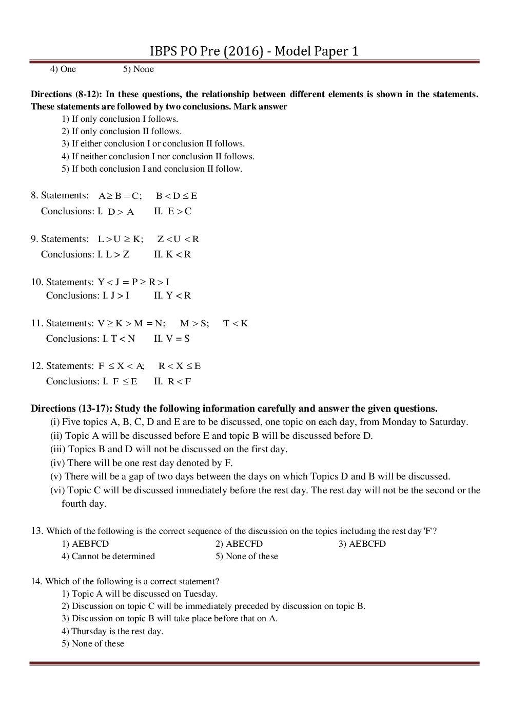 IBPS PO Pre Model Paper With Answer Paper-1 2016 - Page 3