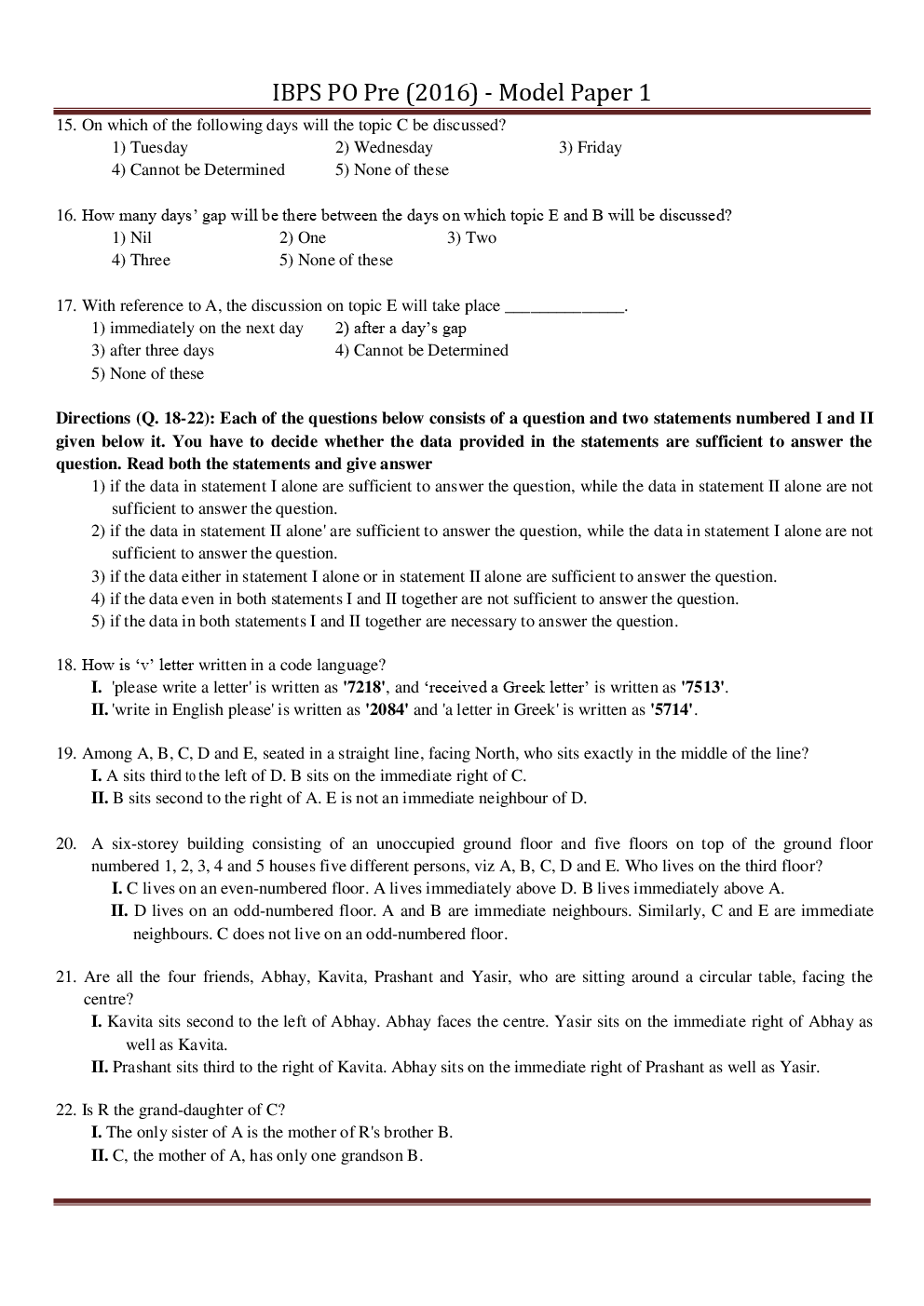 IBPS PO Pre Model Paper With Answer Paper-1 2016 - Page 4