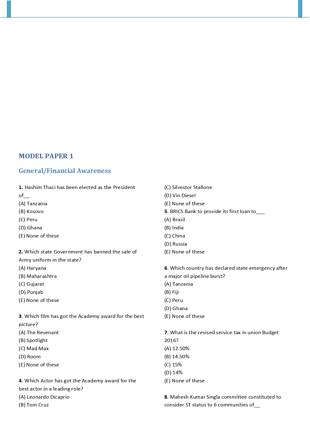 SBI Clerk Mains Model Paper-1 - Page 2