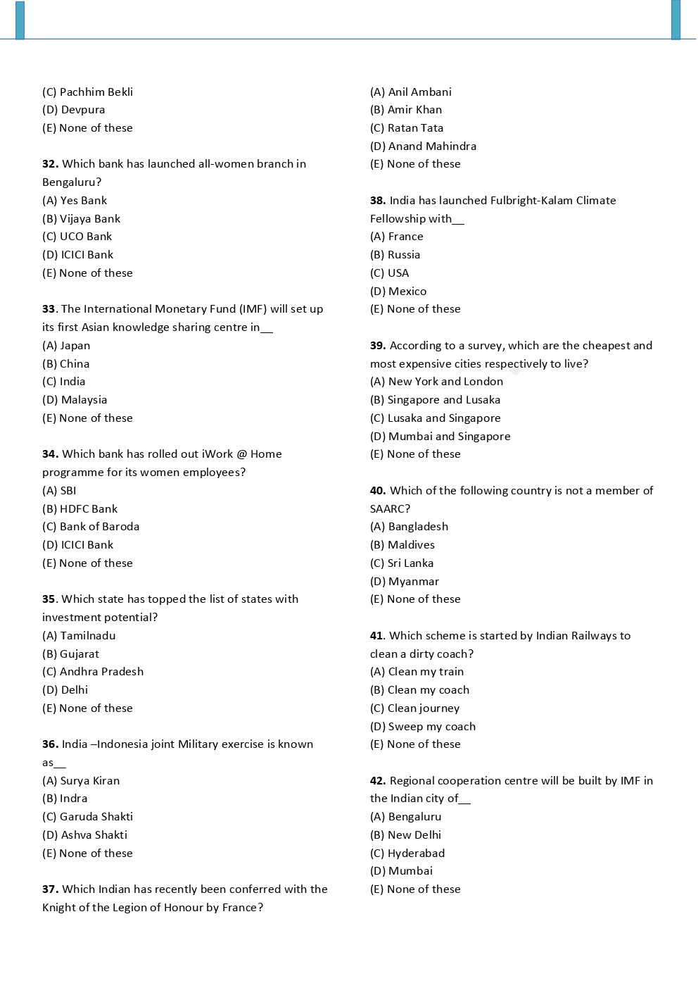 SBI Clerk Mains Model Paper-1 - Page 5