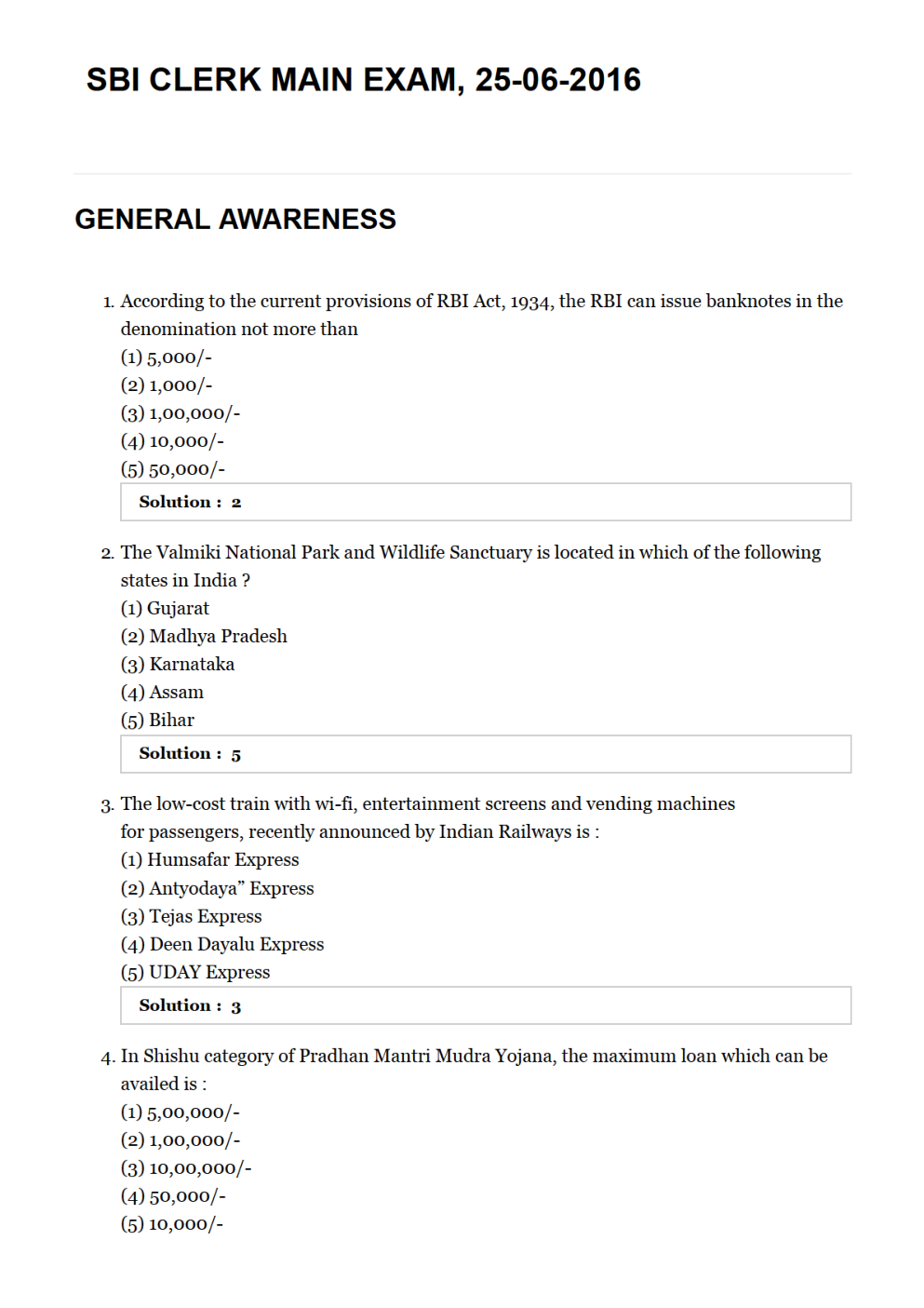 SBI Clerk Mains Previous Year Paper With Answer 2016 - Page 2
