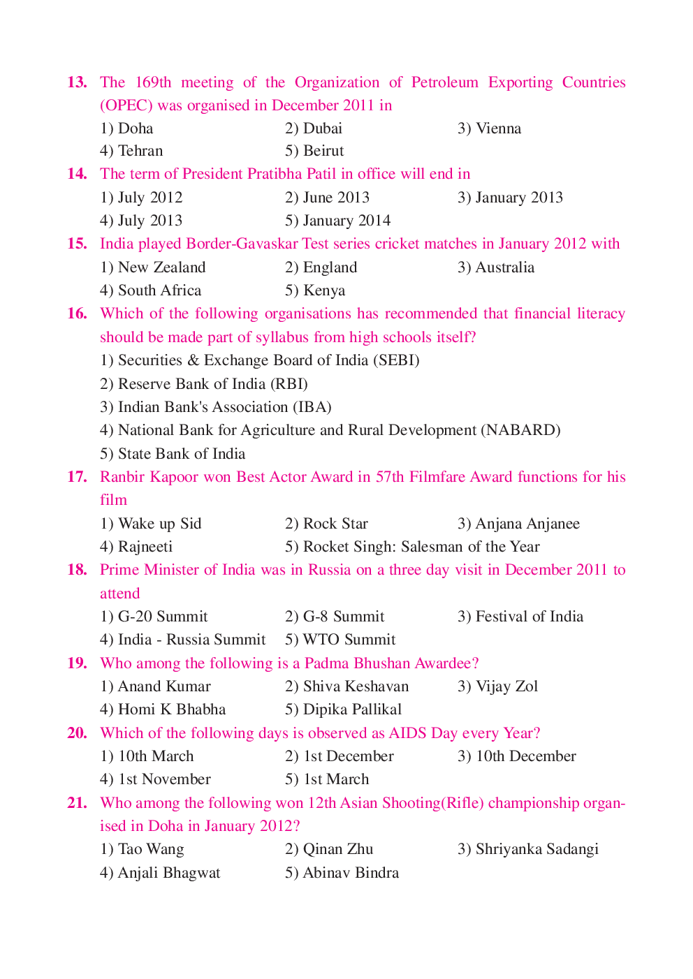 SBI Clerk Previous Year Paper With Answer 2012 - Page 4