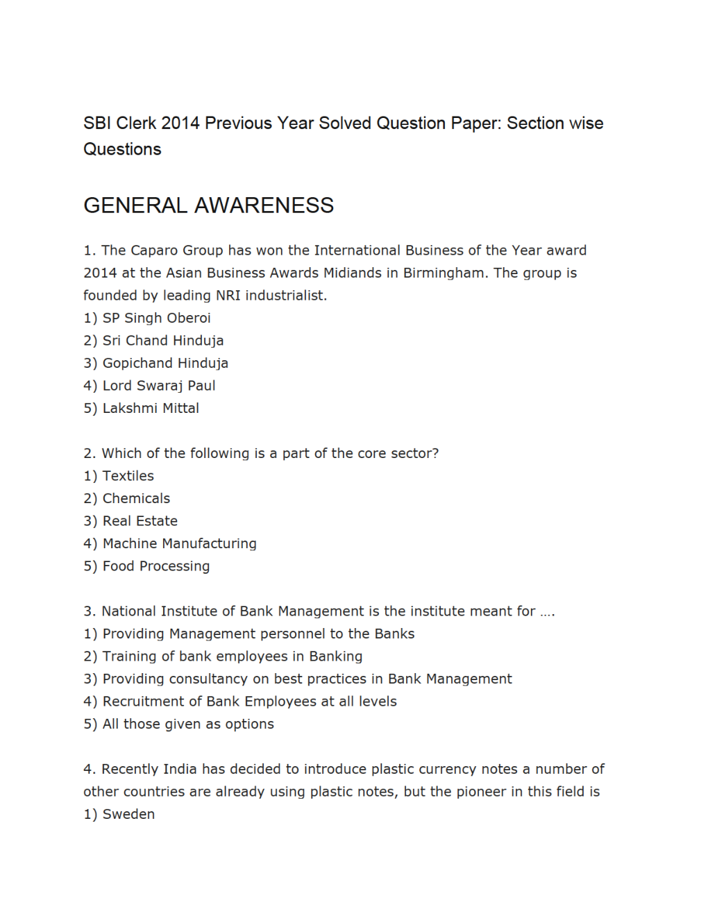 SBI Clerk Previous Year Paper With Answer Paper-1 2014 - Page 2