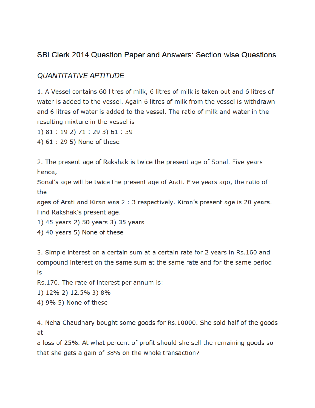 SBI Clerk Previous Year Paper With Answer Paper-2 2014 - Page 2