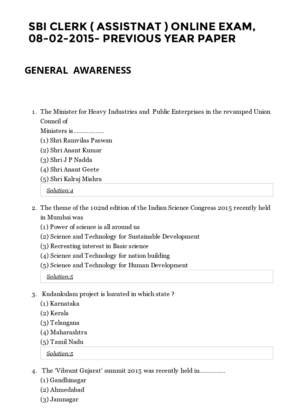 SBI Clerk Previous Year Paper With Answer Paper-2 2015 - Page 2