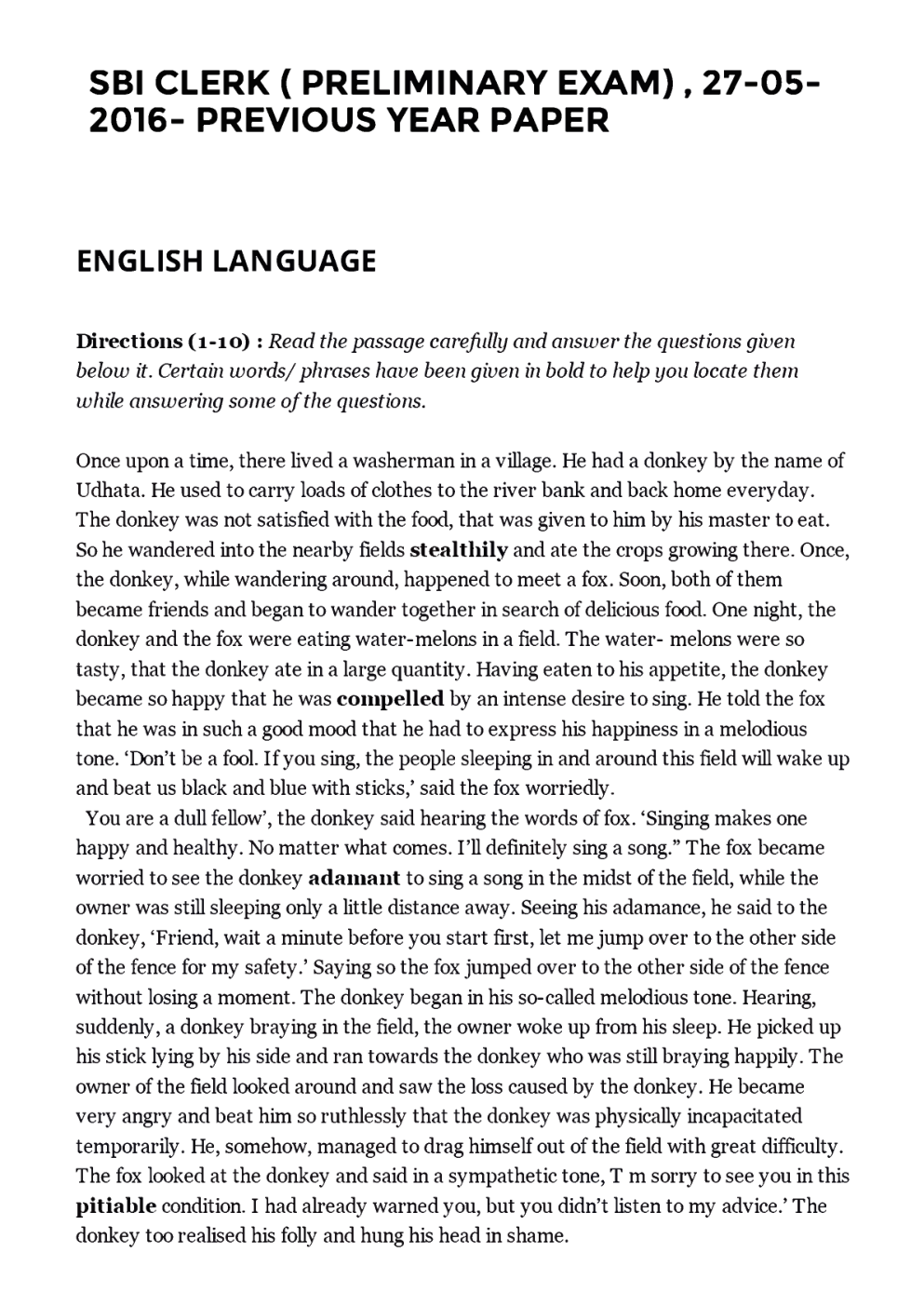 SBI Clerk Previous Year Paper With Answer Paper-2 2016 - Page 2