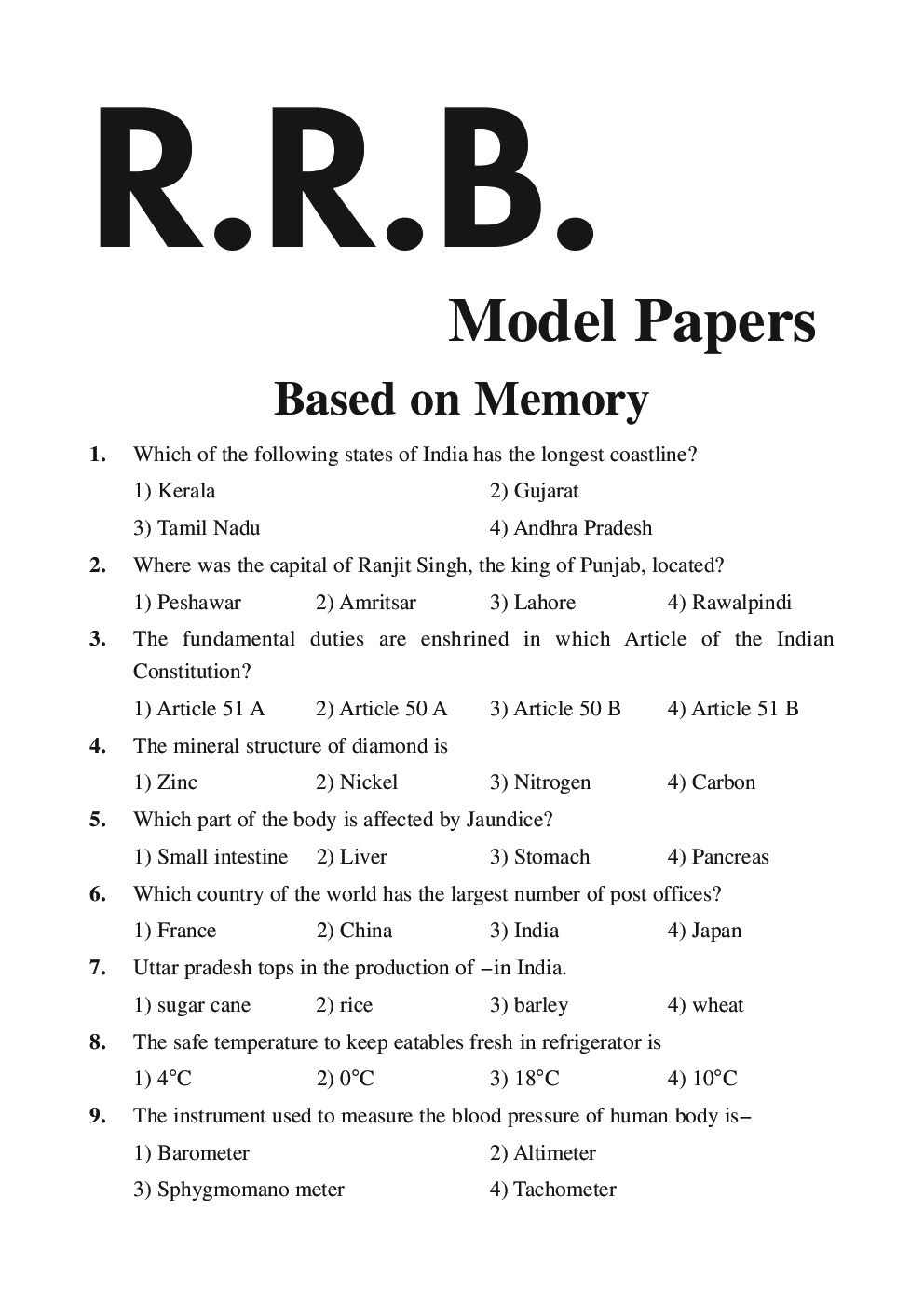 RRB Model Paper With Answer Paper-1 - Page 2