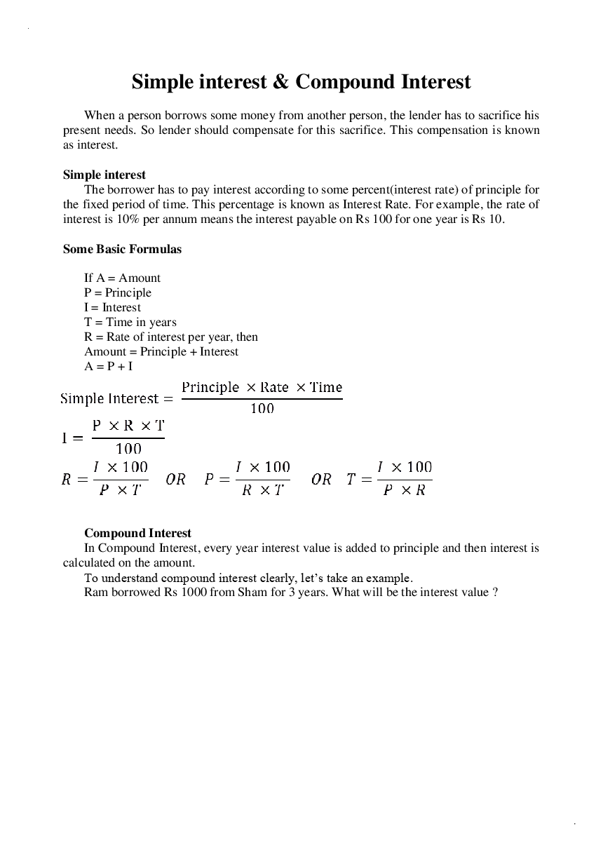 Simple Interest & Compound Interest Study Material - Page 3