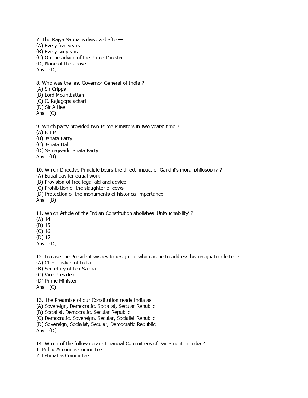 SSC SI (General Awareness) Solved Paper 2008 - Page 3