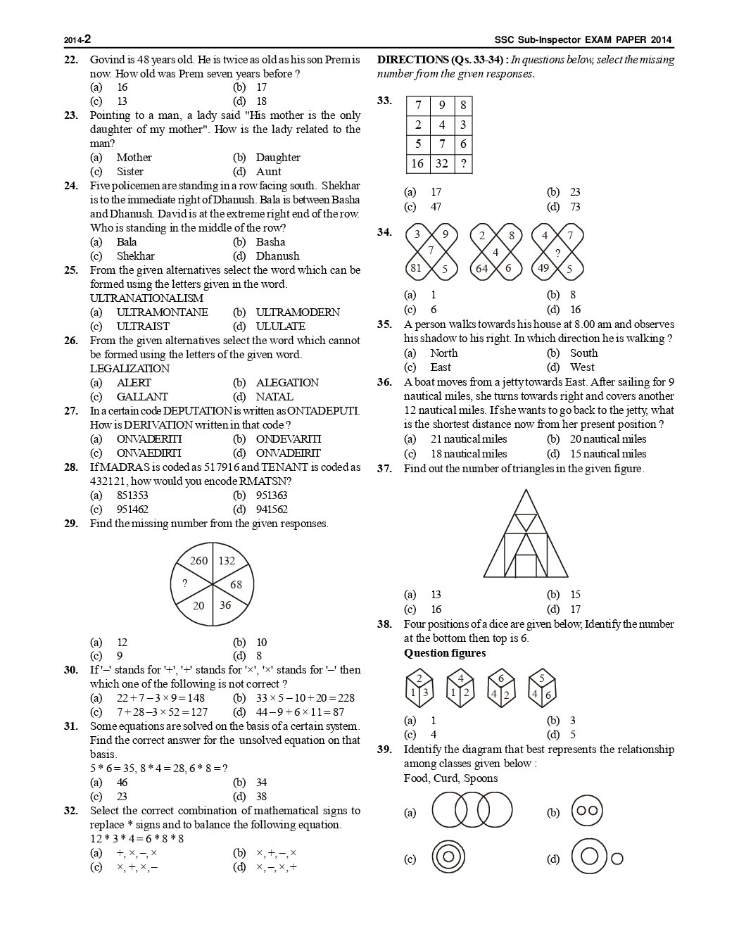 SSC SI Previous Year Paper With Answer 2014 - Page 3