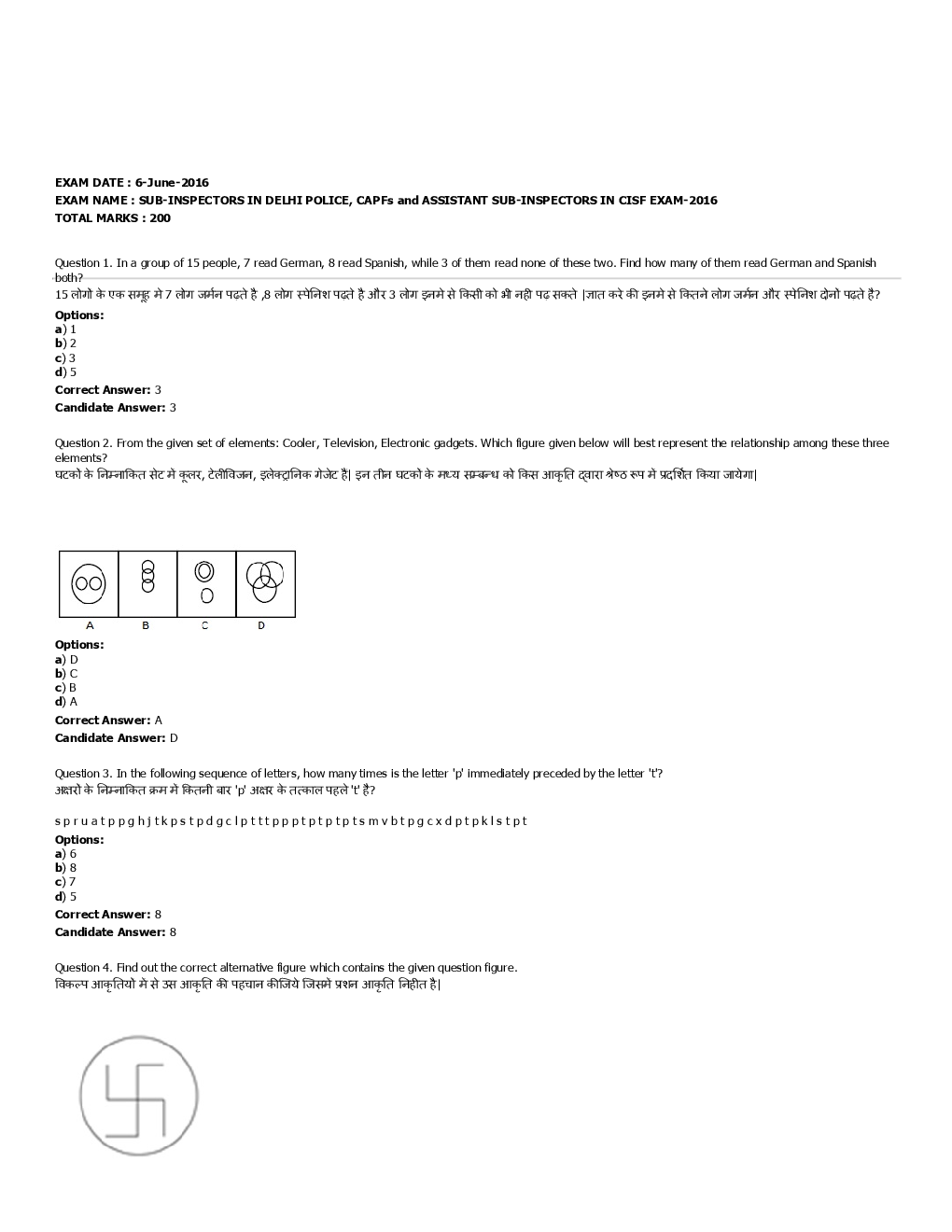 SSC SI Previous Year Paper With Answer 2016 Paper-8 - Page 2