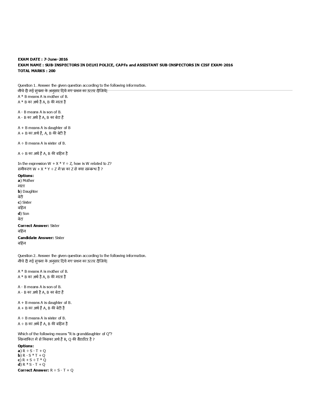 SSC SI Previous Year Paper With Answer 2016 Paper-17 - Page 2