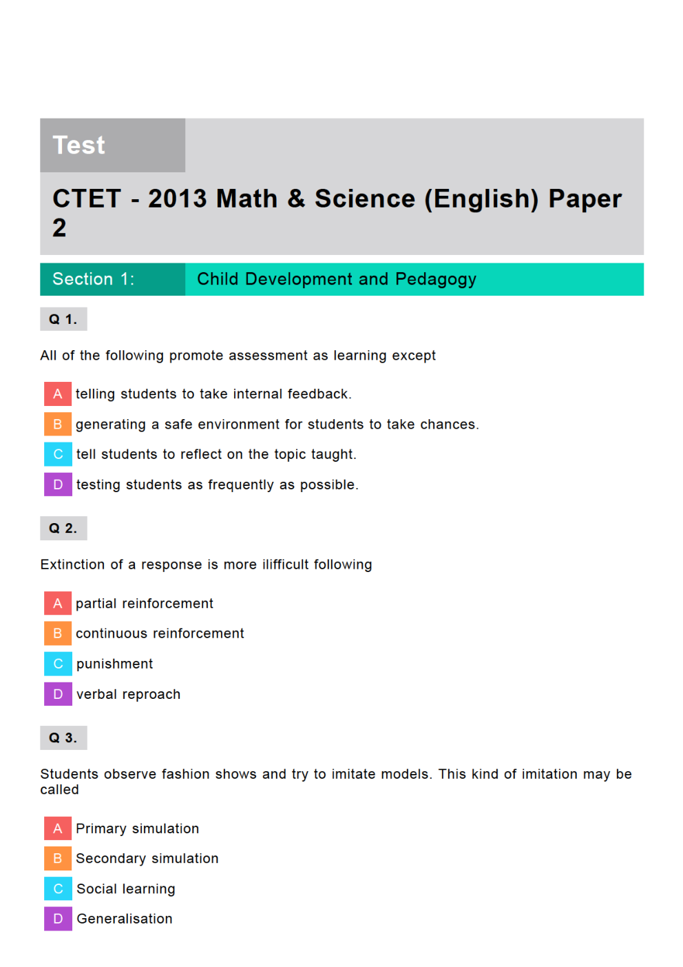 CTET Maths & Science Previous Year Paper With Answer Paper-2 2013 - Page 2