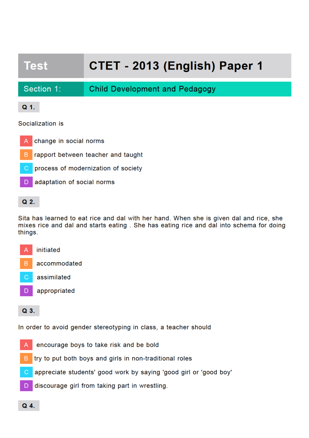 CTET Previous Year Paper With Answer Paper-1 2013 - Page 2