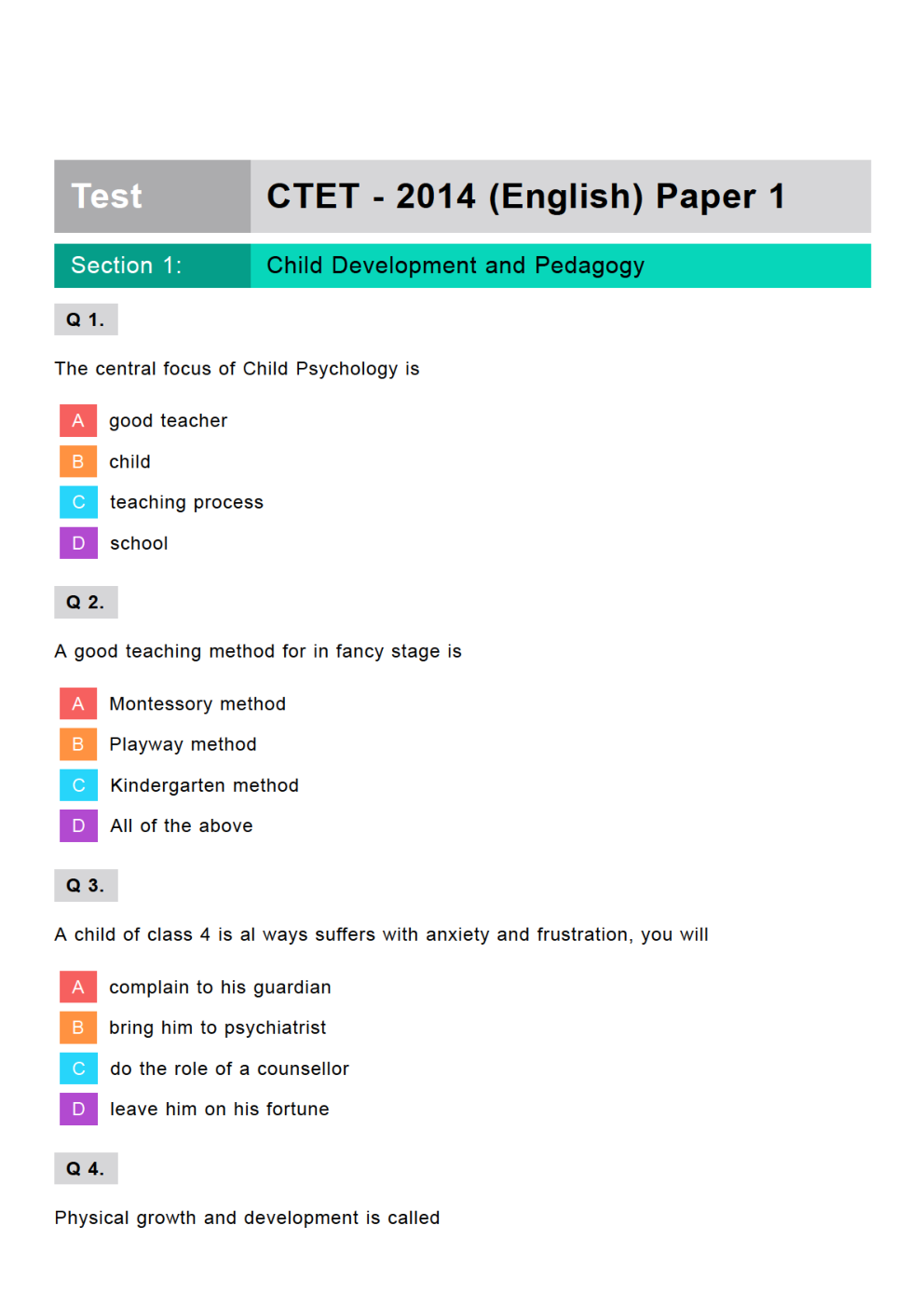 CTET Previous Year Paper With Answer Paper-1 2014 - Page 2