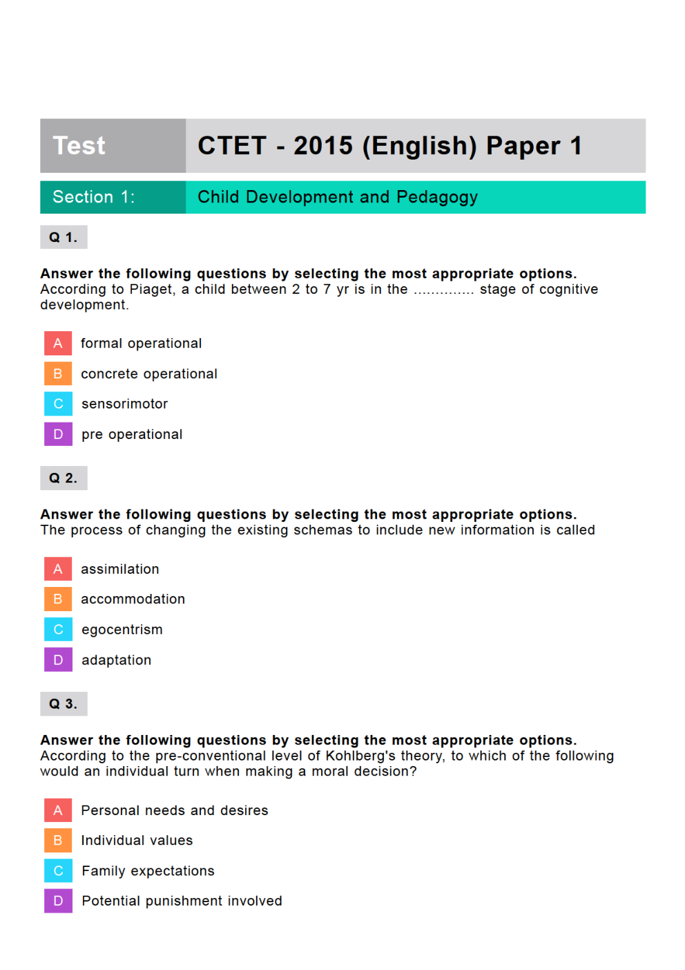 CTET Previous Year Paper With Answer Paper-1 2015 - Page 2