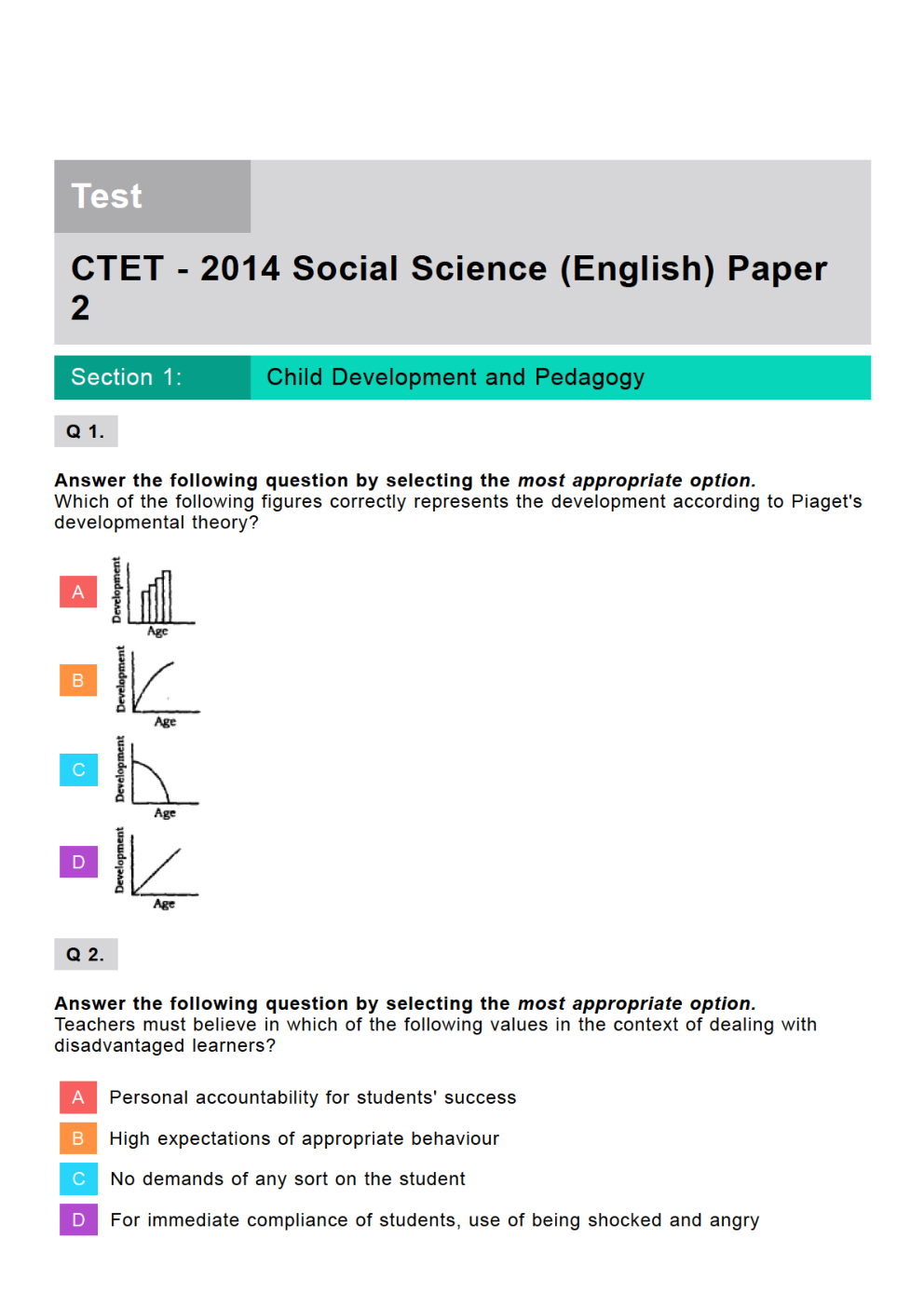 CTET Social Science Previous Year Paper With Answer Paper-2 2014 - Page 2