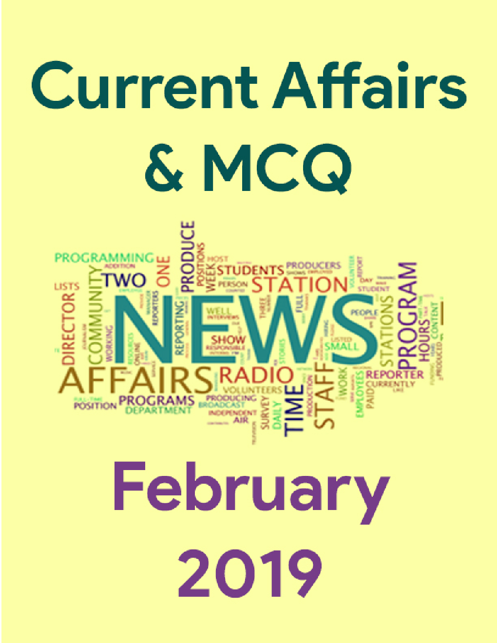 Current Affairs & MCQ February 2019 - Page 1