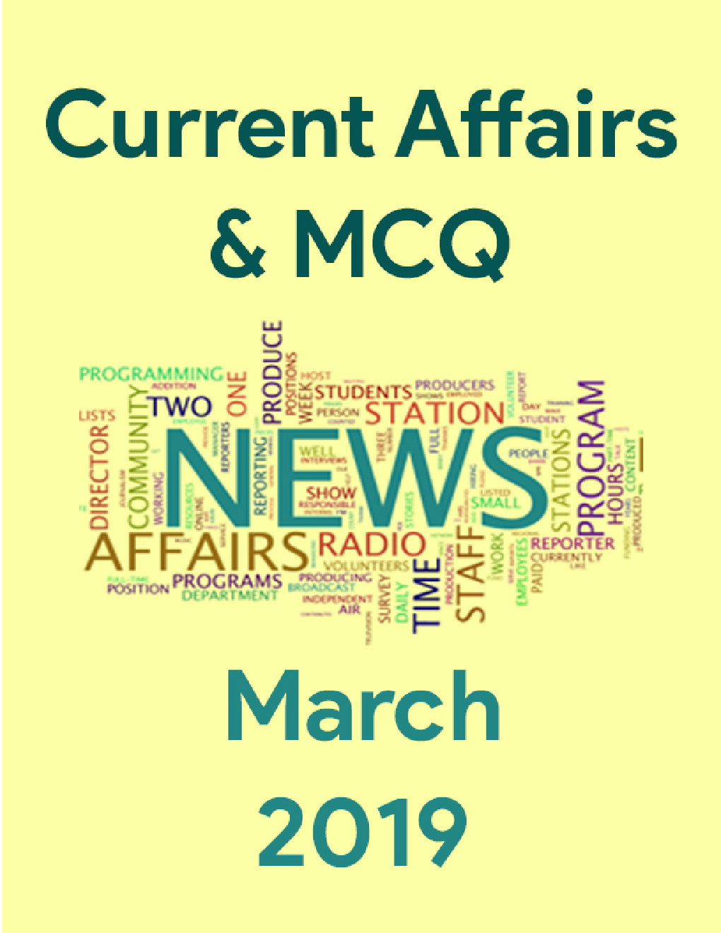 Current Affairs & MCQ March 2019 - Page 1