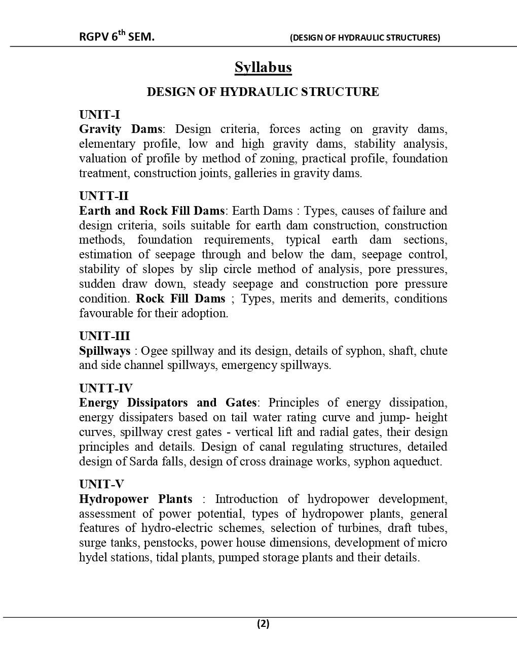 Design Of Hydraulic Structures For RGPV BE 6th Sem Civil Engineering - Page 3
