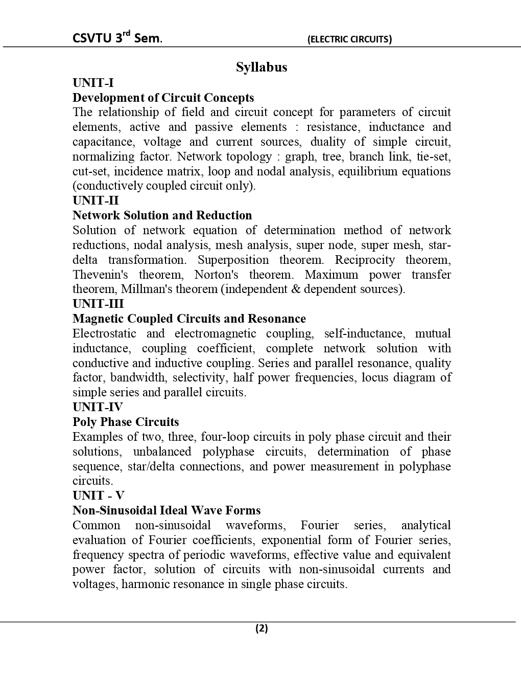 Electric Circuits For CSVTU BE 3rd Sem Electrical & Electronics Engineering - Page 3