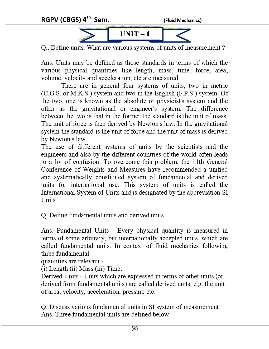 Fluid Mechanics For RGPV BE 4th Sem Mechanical Engineering - Page 4