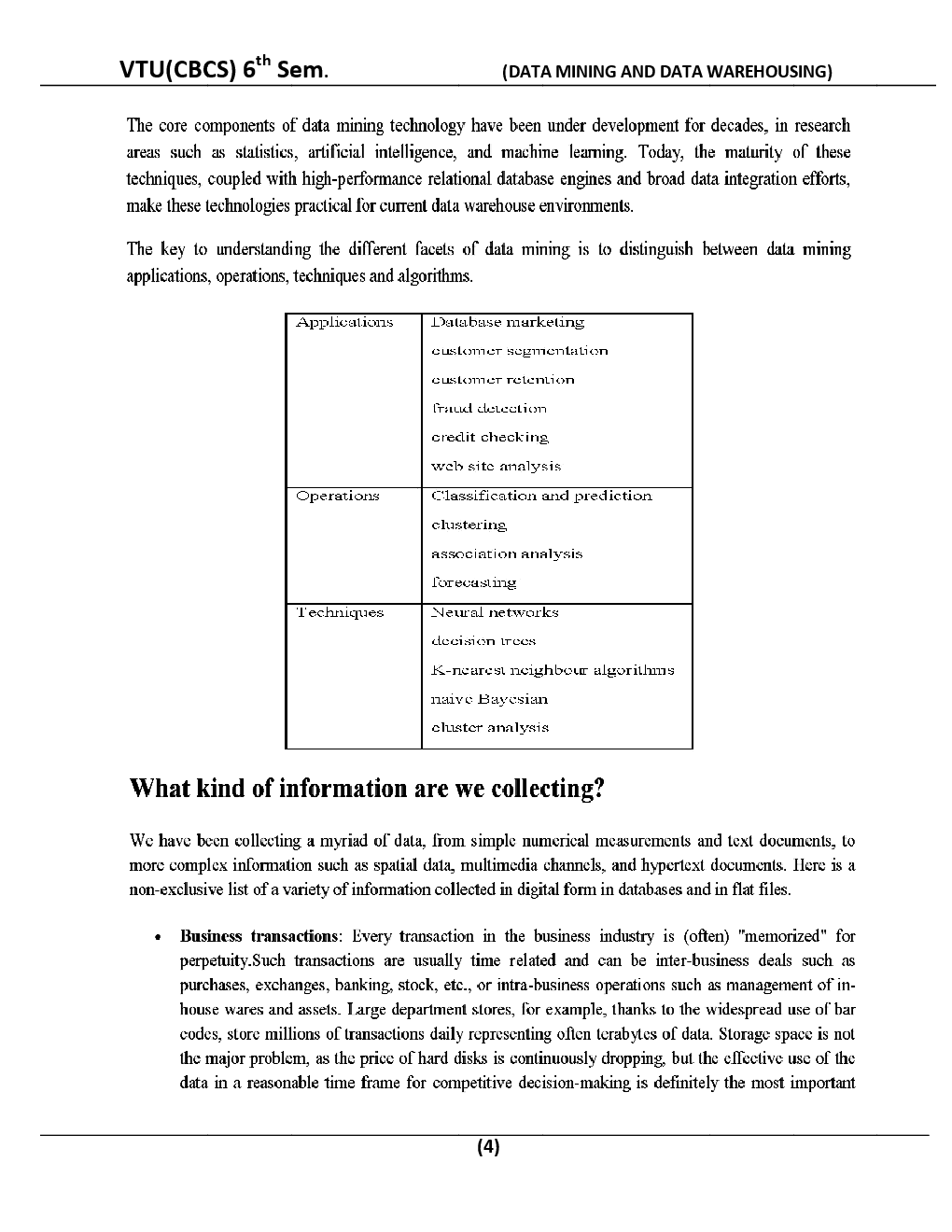 Data Mining And Data Warehousing For VTU BE 6th Sem Computer Science Engineering - Page 5
