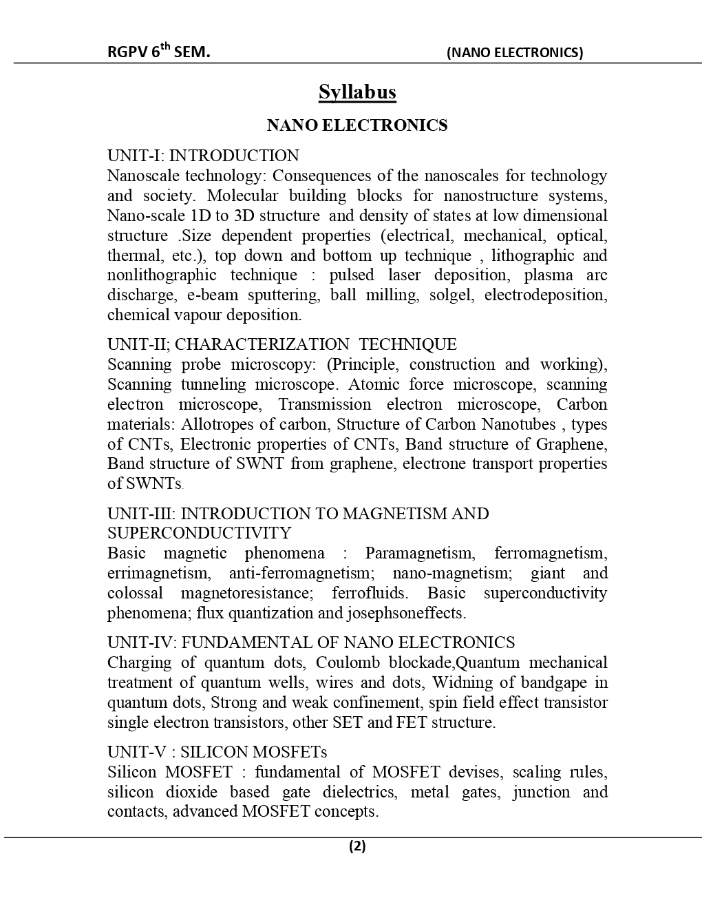 Nano Electronics For RGPV BE 6th Sem Electronics & Communication Engineering - Page 3