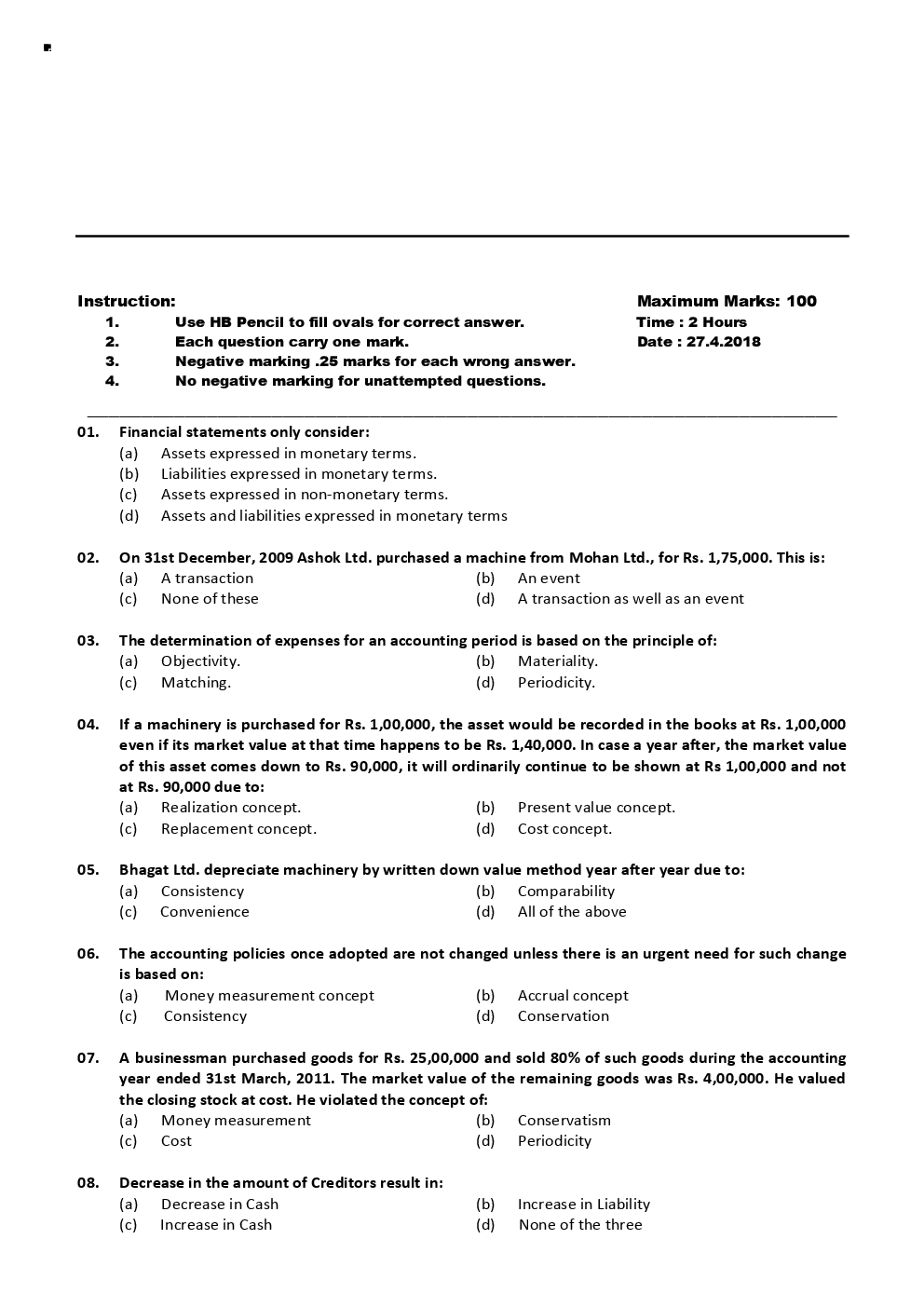 CA CPT Previous Year Paper With Answer April 2018 - Page 2