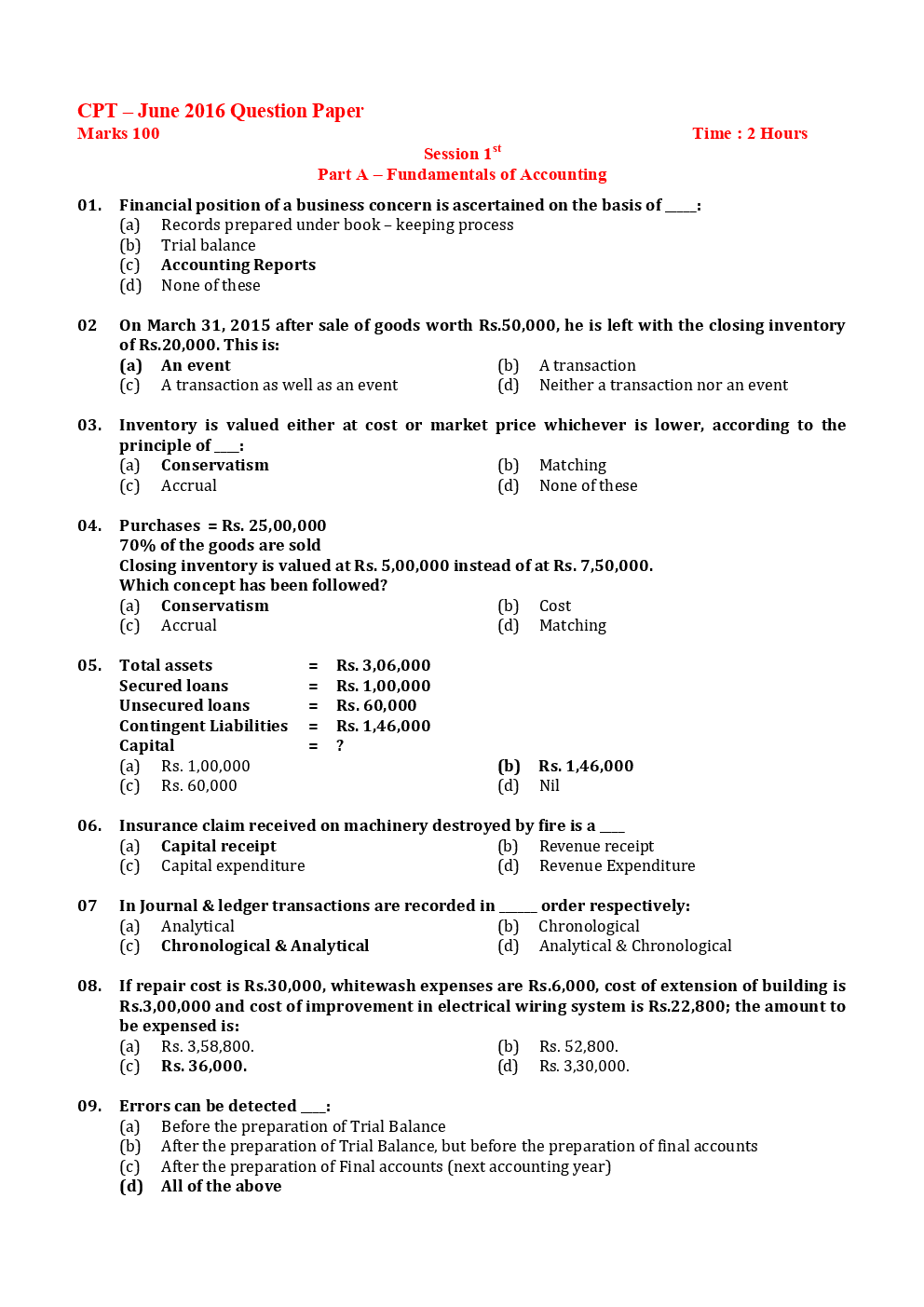 CA CPT Previous Year Paper With Answer June 2016 - Page 2