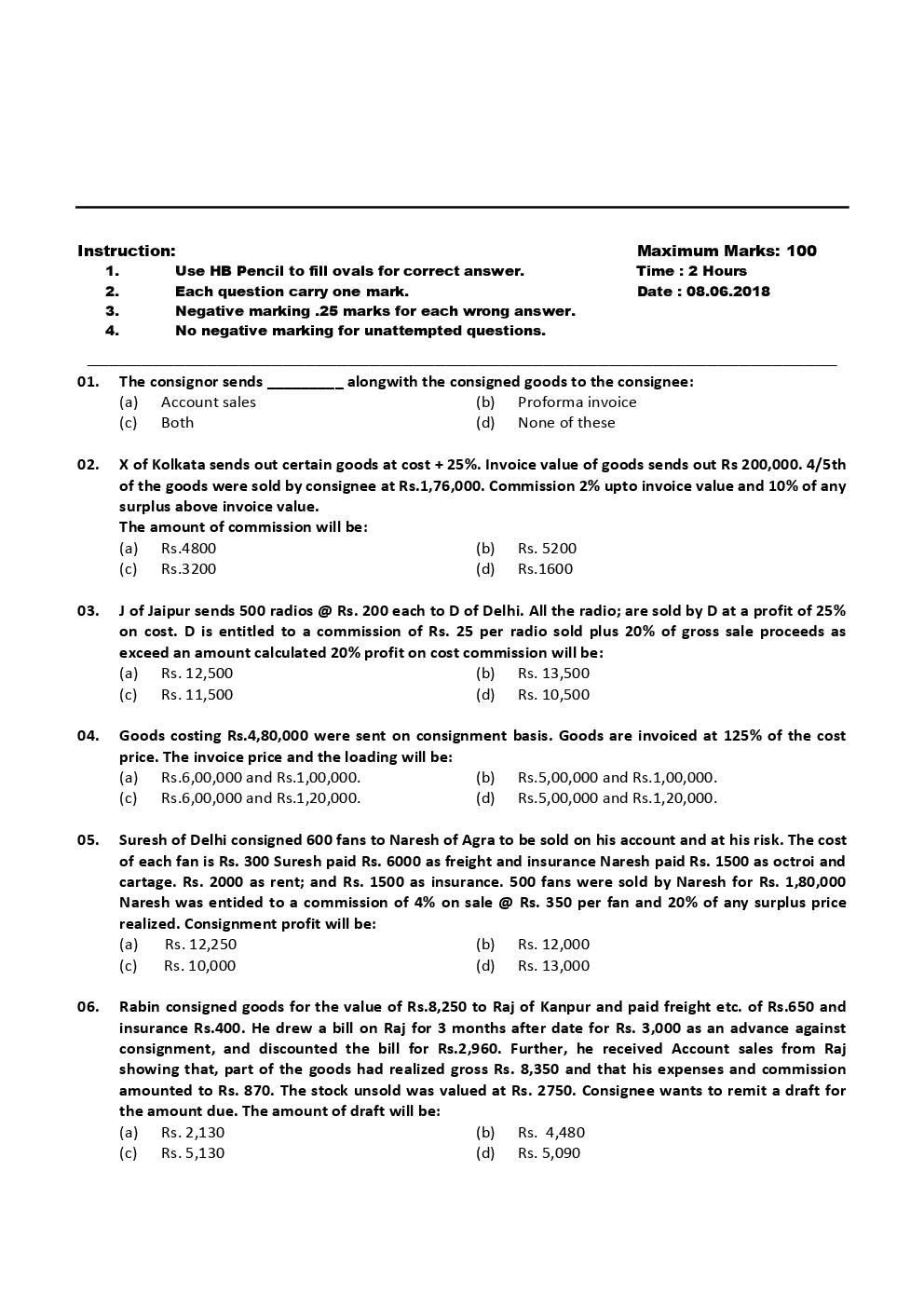 CA CPT Previous Year Paper With Answer June 2018 Paper-2 - Page 2