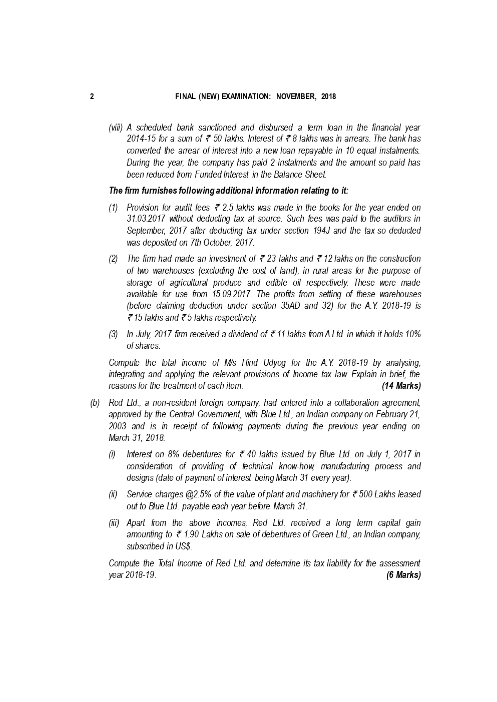 CA Final Direct Tax Laws & International Previous Year Question Paper With Answer May 2018 - Page 3