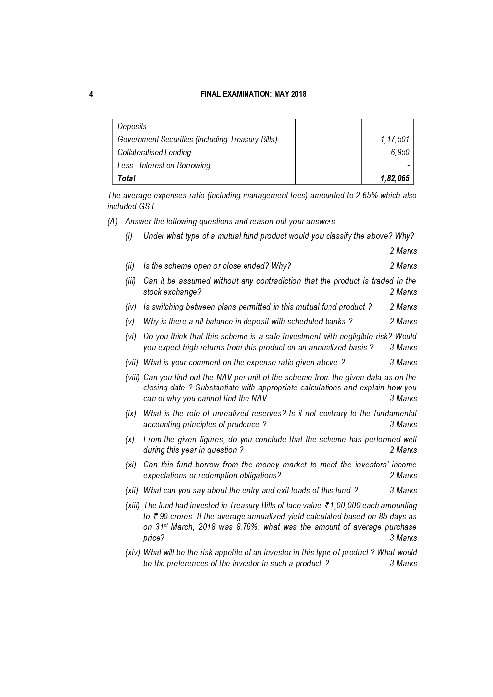 CA Final Financial Services And Capital Markets Previous Year Question Paper With Answer May 2018 - Page 4