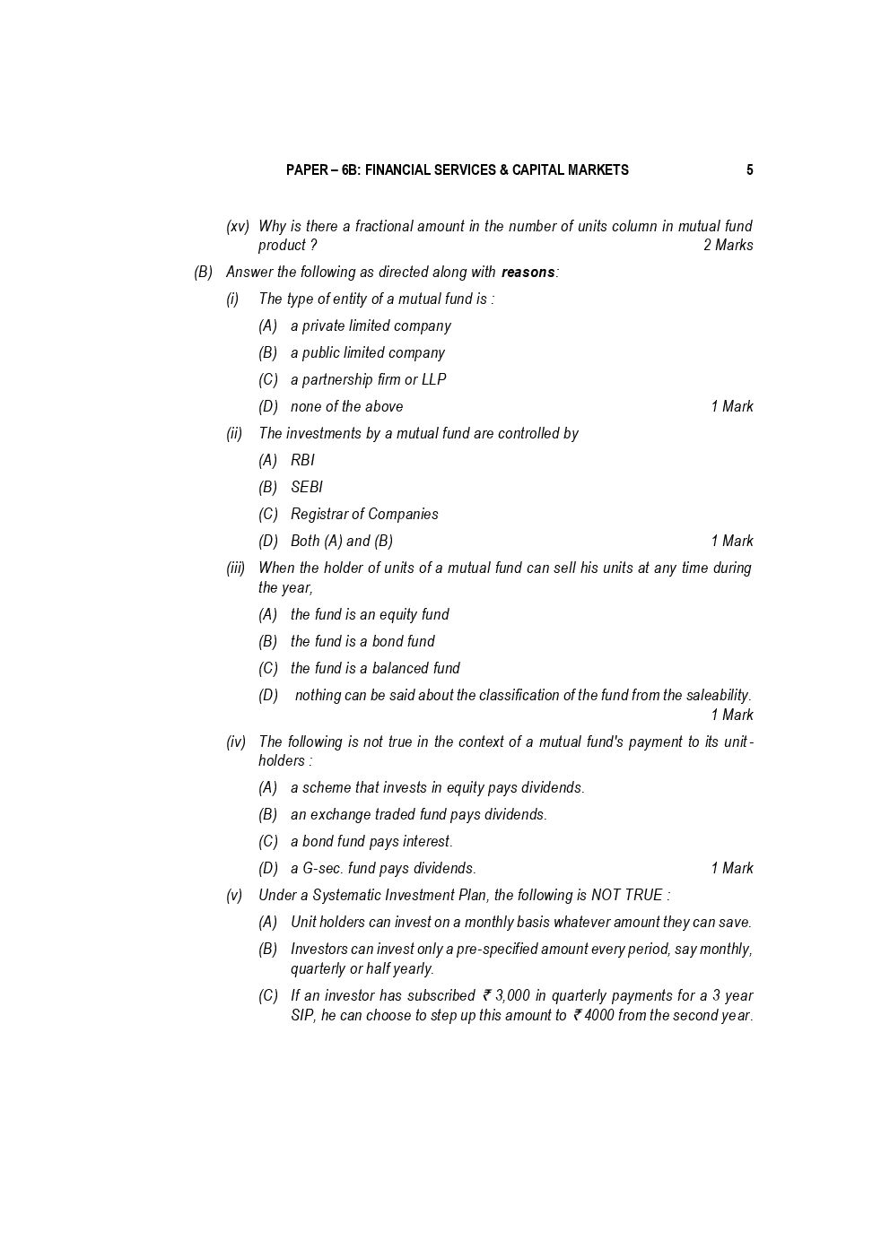 CA Final Financial Services And Capital Markets Previous Year Question Paper With Answer May 2018 - Page 5