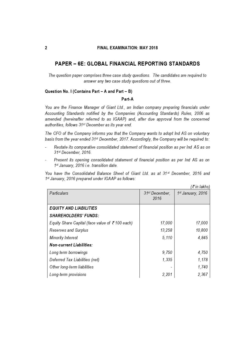 CA Final Global Financial Reporting Standards Previous Year Question Paper With Answer May 2018 - Page 2
