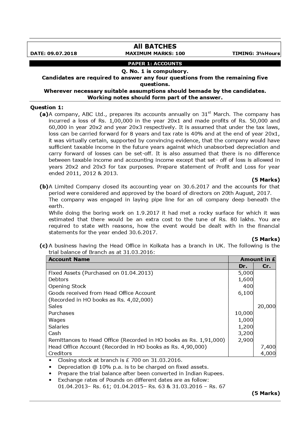 CA Intermediate Account Mock Test Paper-1 - Page 2