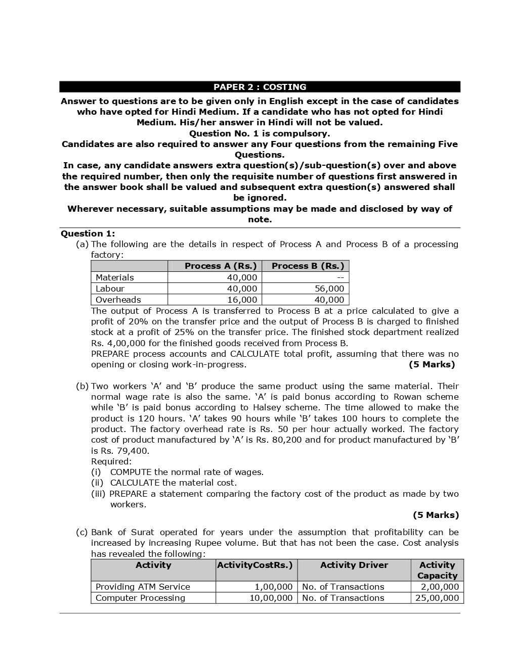 CA Intermediate Costing Mock Test Paper - Page 2