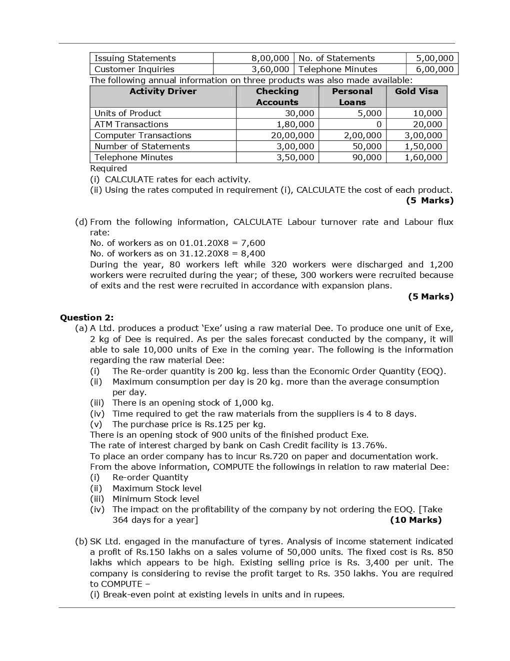 CA Intermediate Costing Mock Test Paper - Page 3
