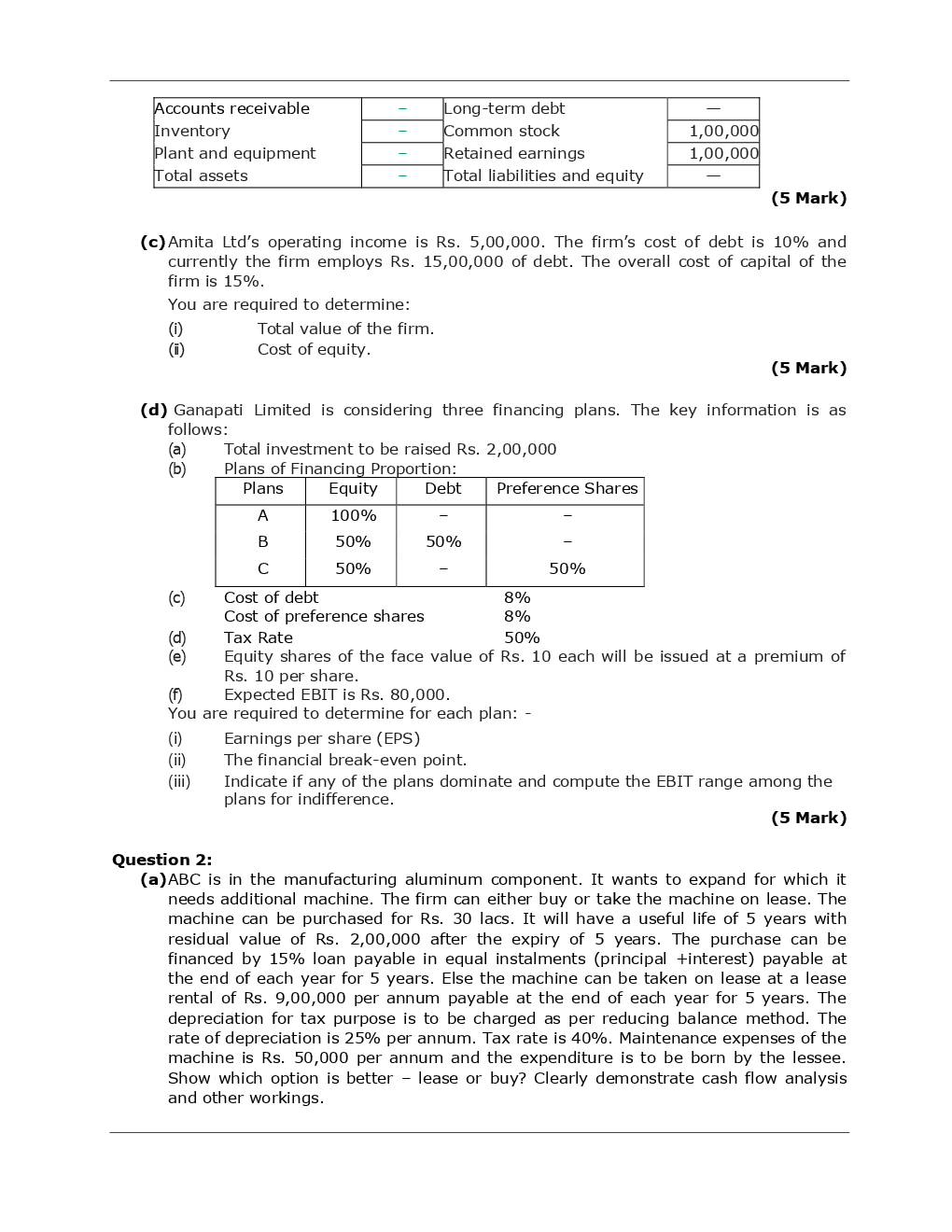 CA Intermediate Financial Management And Economics For Finance (Hindi) Mock Test Paper - Page 3