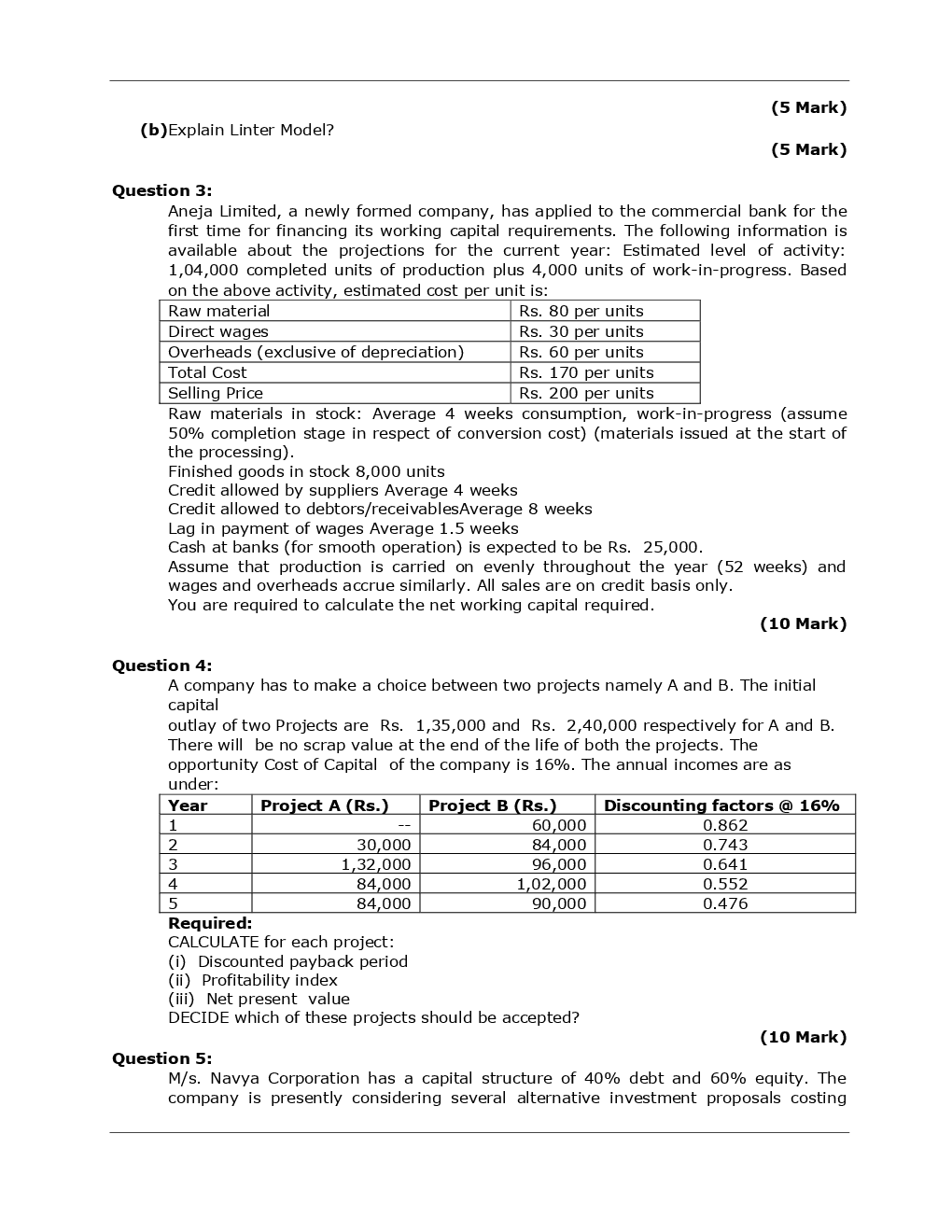 CA Intermediate Financial Management And Economics For Finance (Hindi) Mock Test Paper - Page 4