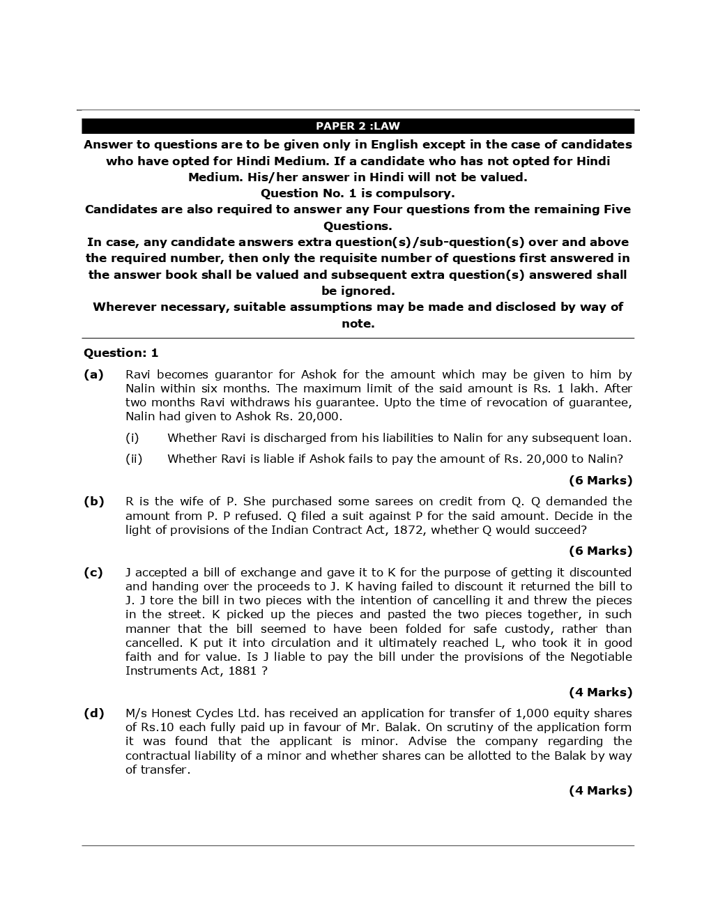 CA Intermediate Law Mock Test Paper-1 - Page 2